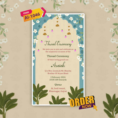Thread Ceremony Invitation Video | Elegant Digital Invite | AI-1046