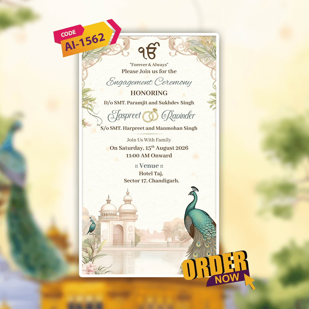 Punjabi Engagement Invitation Video | Ring Ceremony Video Invitation | AI-1562