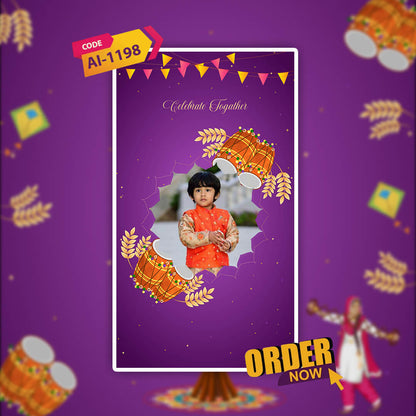 Lohri Celebration Invitation Video | Purple-Themed|  AI-1198