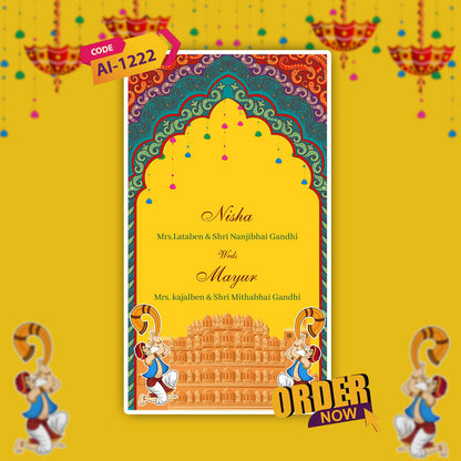 Rajasthani Wedding Invitation Video | floral design | AI-1222