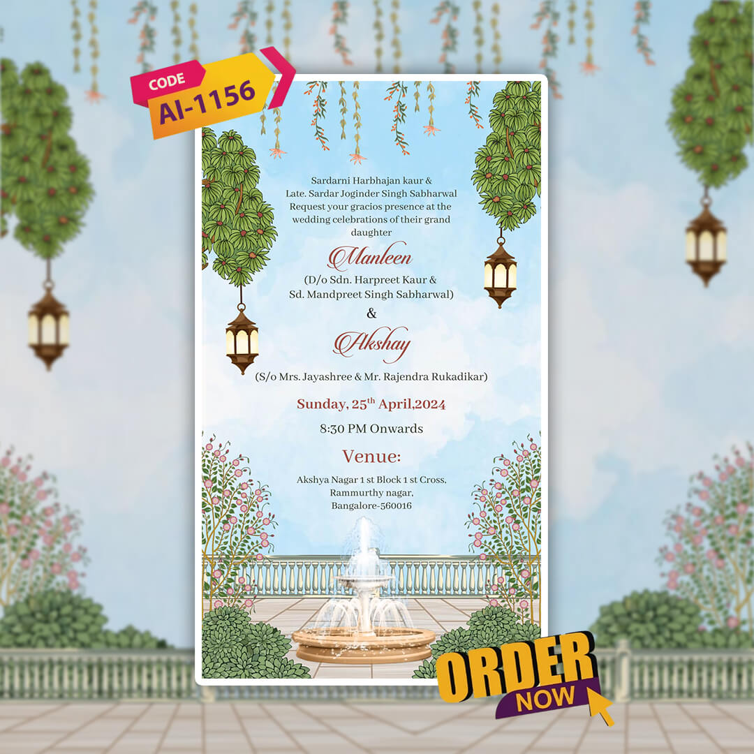 Sikh Wedding Invitation Video | Elegant Scenery | AI-1156