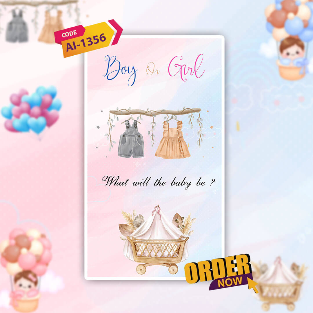Baby Gender Reveal Invitation Video | Digital Invite| AI-1356