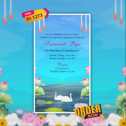 Saraswati Puja Invtation Video | Saraswati Mata | AI-1273
