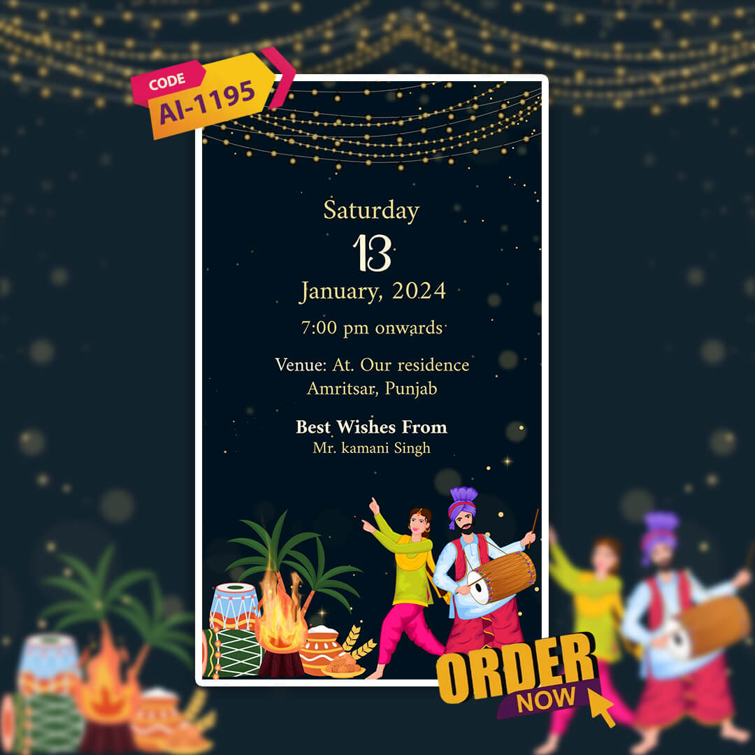 Lohri Celebration Invitation Video | Black Theme |  AI-1195