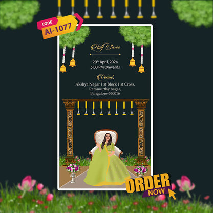 Half Saree Ceremony Invitation Video | Langa Voni eCard |  AI-1077