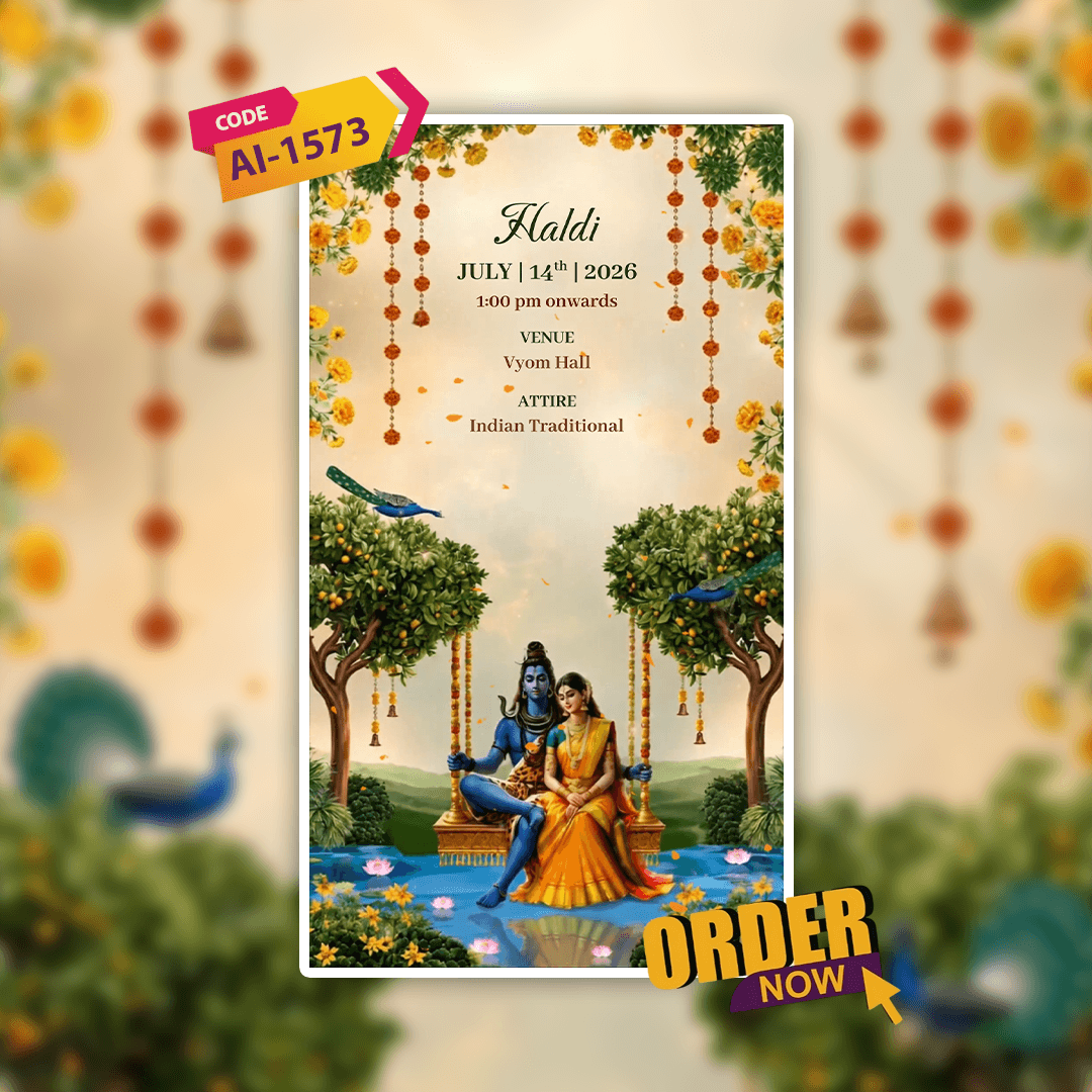 Shiv Parvati Theme Wedding Invitation Video | AI-1573