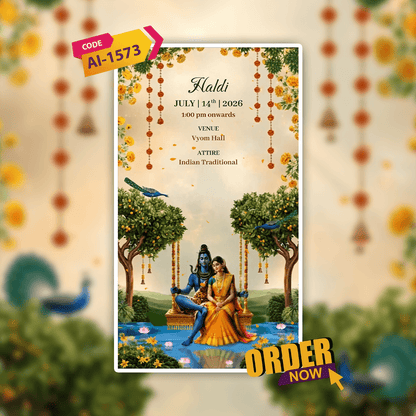 Shiv Parvati Theme Wedding Invitation Video | AI-1573