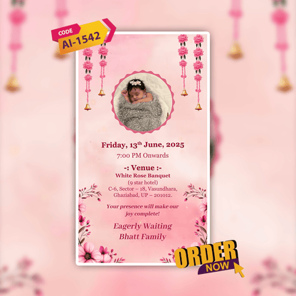 Baby Announcement Invitation Video | Digital Video Invitation | AI-1542