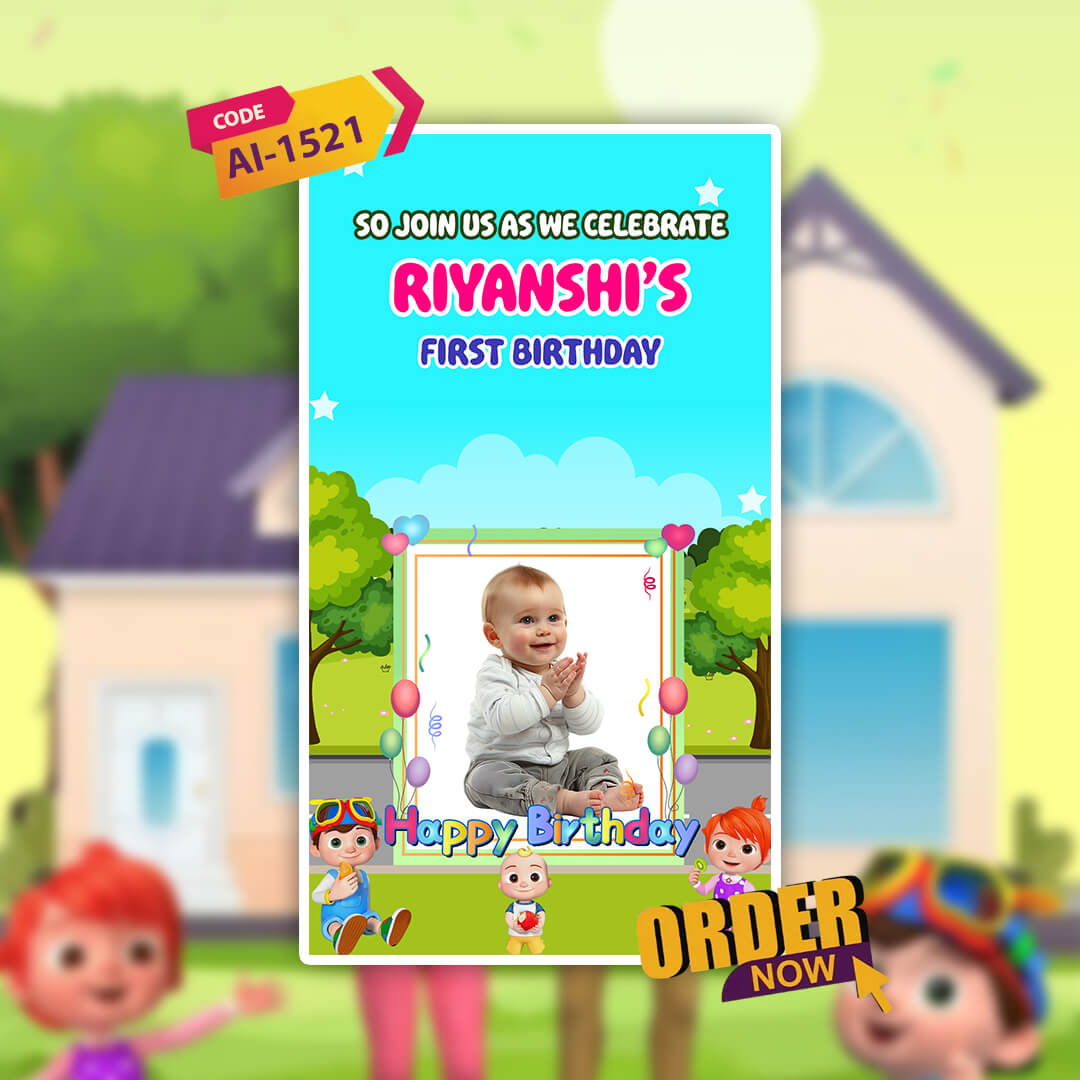 Cocomelon Theme Birthday Invitation Video | AI-1521