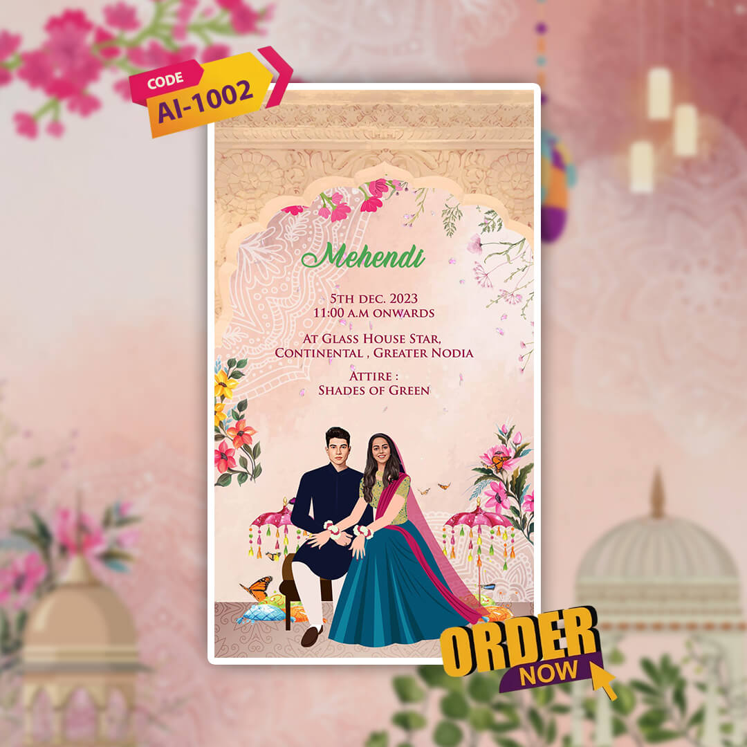 Wedding Video Invitation | blue floral| AI-1002