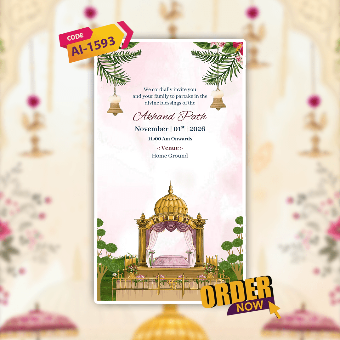 Sikh Wedding Invitation Video | Punjabi Wedding Video Invitation | AI-1593