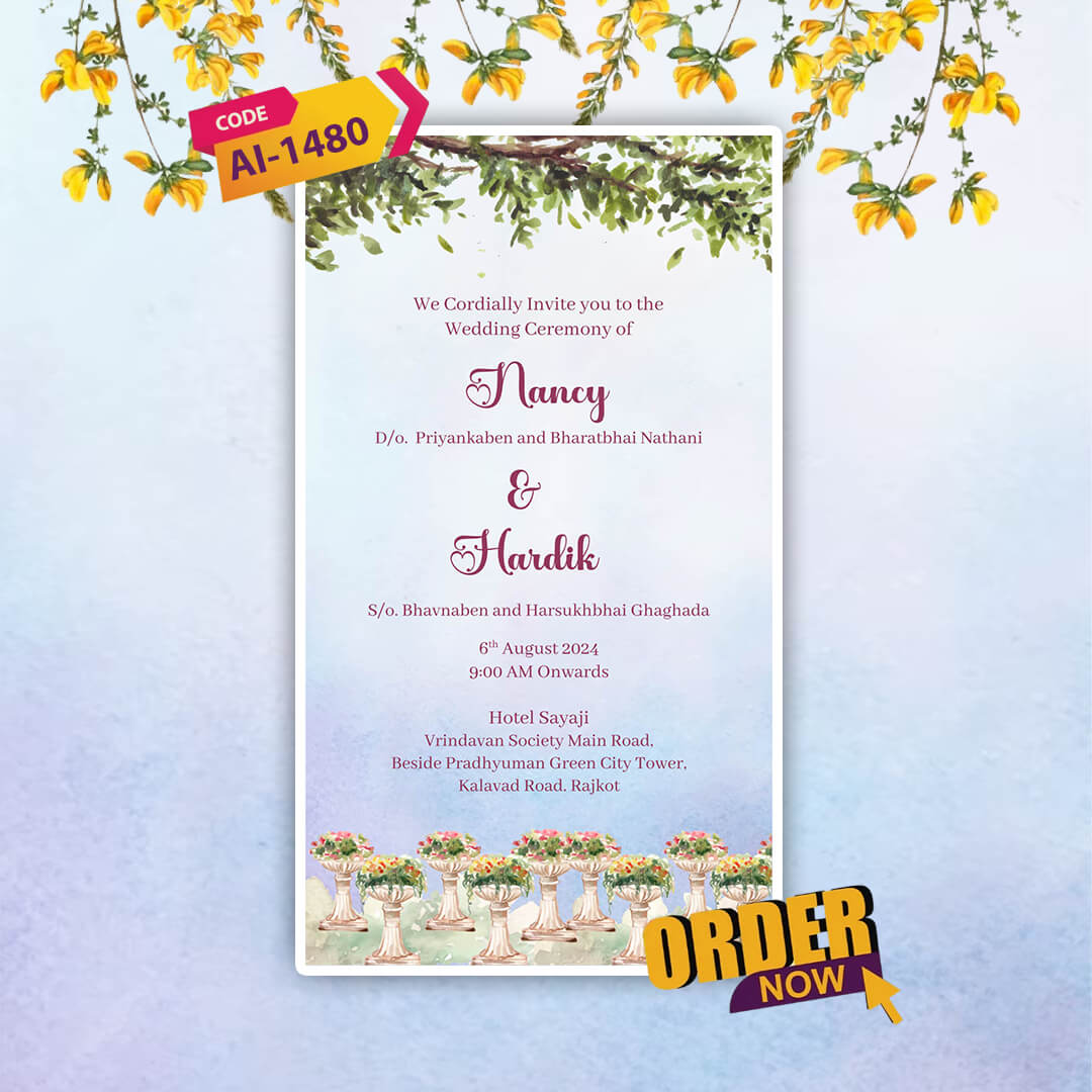 Digital Wedding Invitation Video |Animated & Stunning | AI-1480