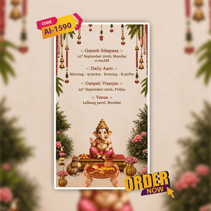 Ganesh Chaturthi Invitation Video | Ganesh Puja Video Invitation | AI-1590