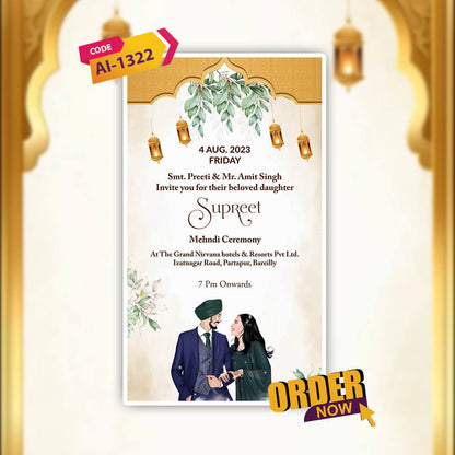 Sikh Wedding Invitation Video | Modern Elegance | AI-1322
