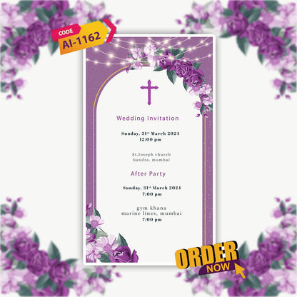 Christian Wedding Invitation Video | Purple Theme |AI-1162