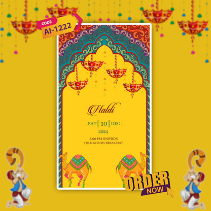 Rajasthani Wedding Invitation Video | floral design | AI-1222