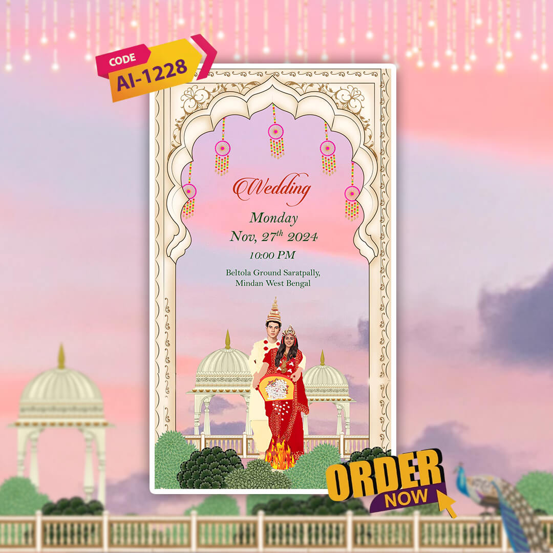 Bengali Wedding Invitation Video – Pink & Blue Theme | AI-1228