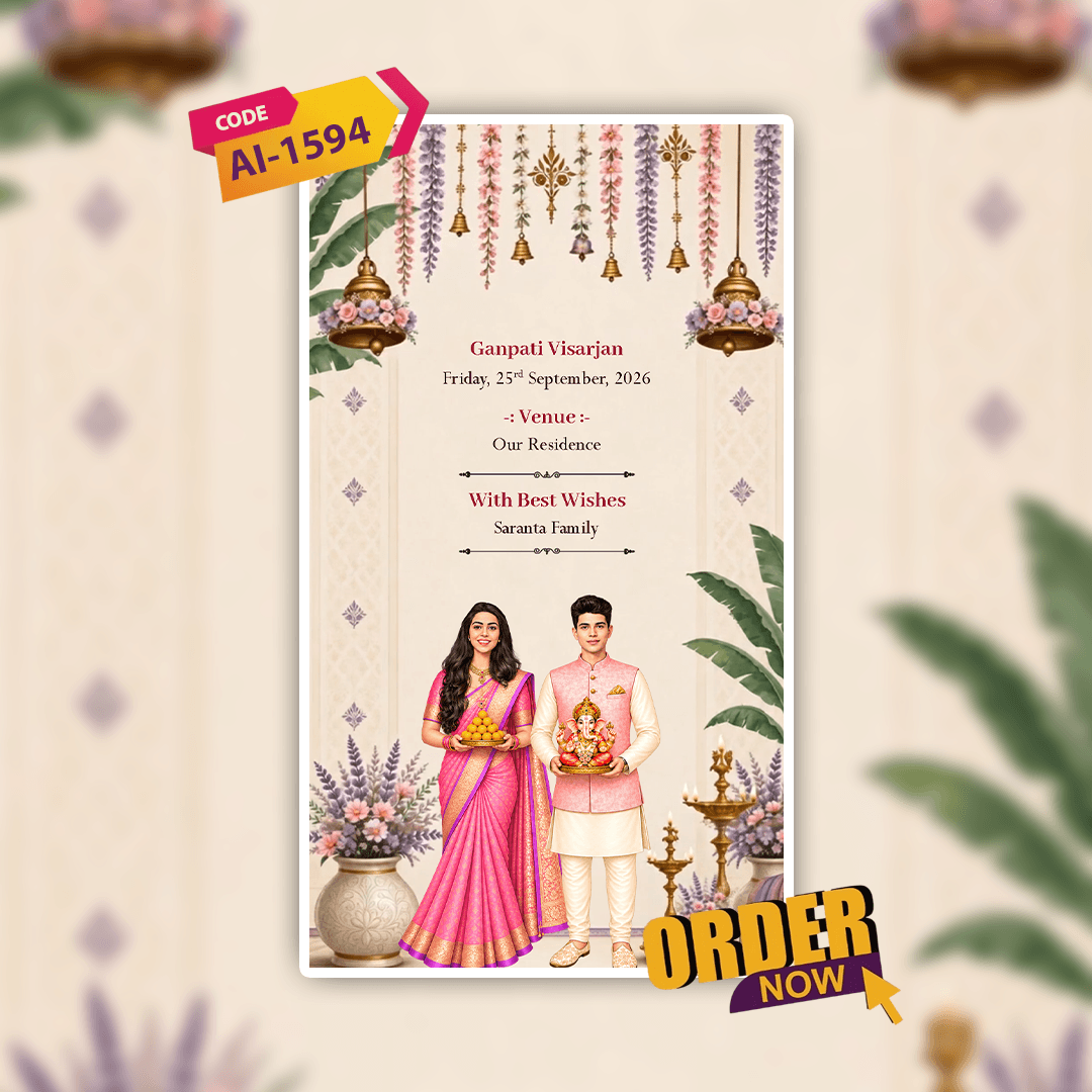 Ganesh Chaturthi Invitation Video | Ganesh Puja Video Invitation | AI-1594
