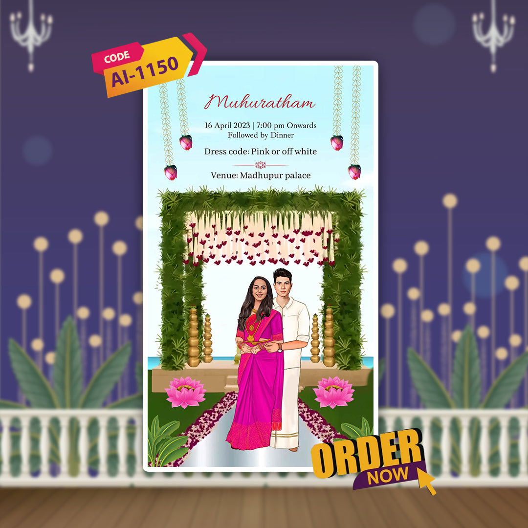  Tamil and Telugu language wedding invitation video with personalized messages