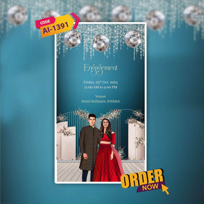 Engagement & Ring Ceremony Video Invitation | Teal-Themed |AI-1391