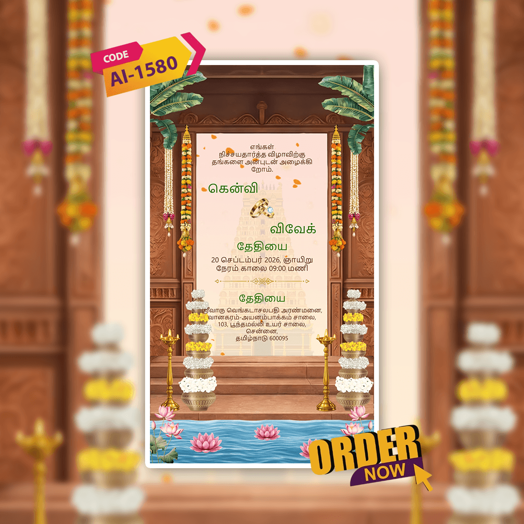 Tamil Engagement Invitation Video | Ring Ceremony Video Invitation | AI-1580