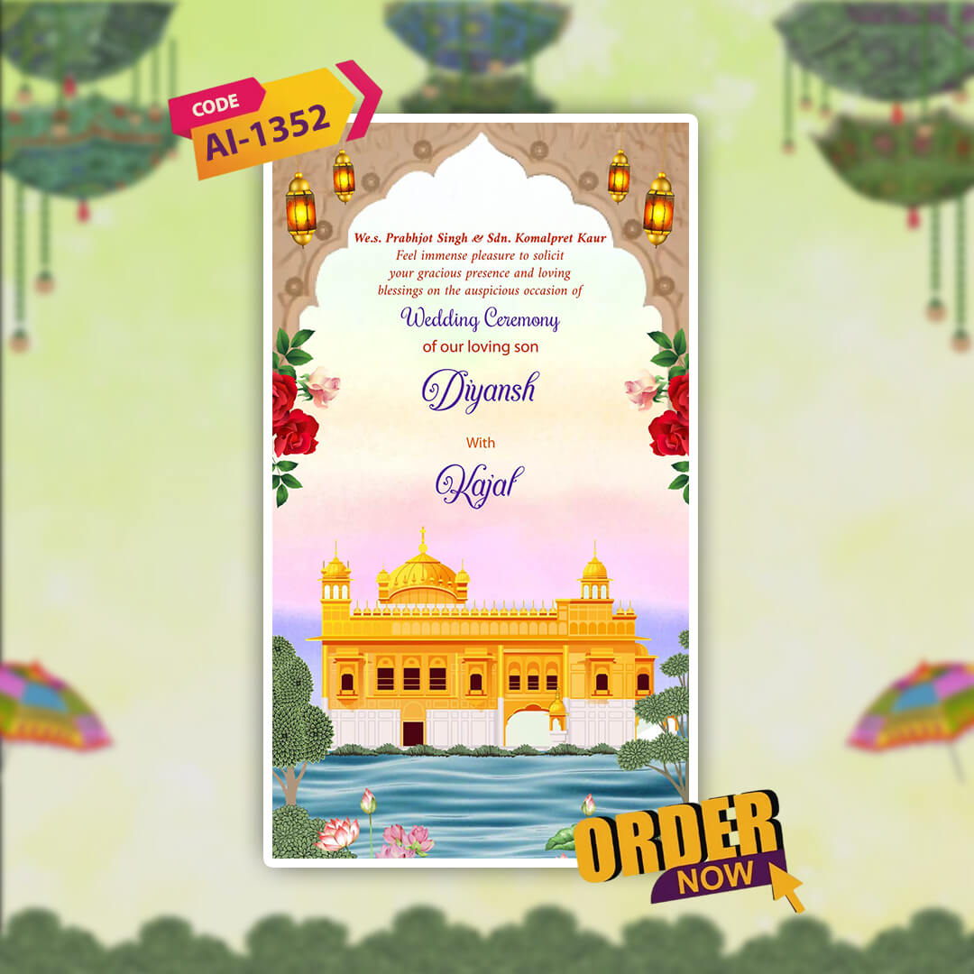 Sikh Wedding Invitation Video | Floral Radiance | AI-1352
