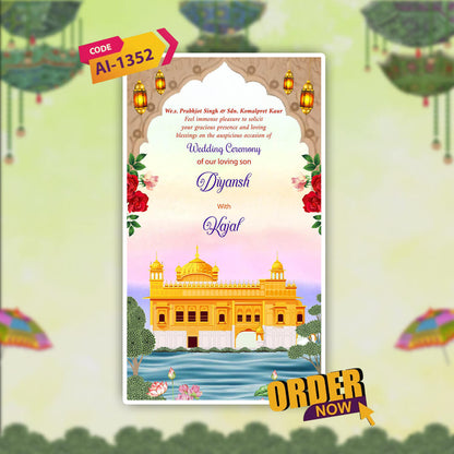 Sikh Wedding Invitation Video | Floral Radiance | AI-1352
