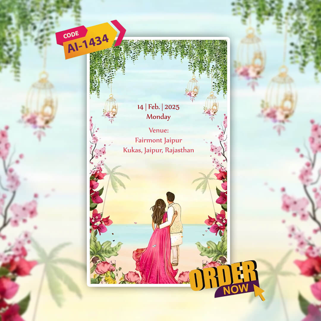 Save The Date Invitation Video & Days to Go Invites | Floral  | AI-1434