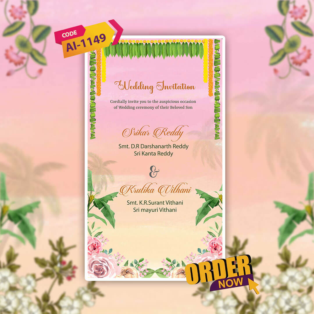 South Indian Wedding Invitation Video | Animated Text | AI-1149