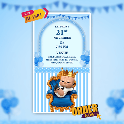 Baby Boss Theme Birthday Invitation Video | AI-1581