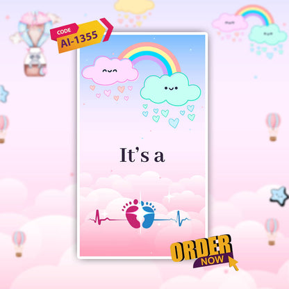 Baby Gender Reveal Invitation Video | Modern E Card | AI-1355