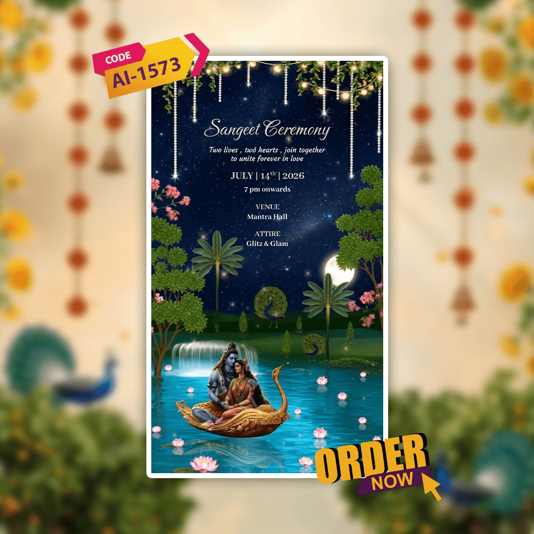 Shiv Parvati Theme Wedding Invitation Video | AI-1573
