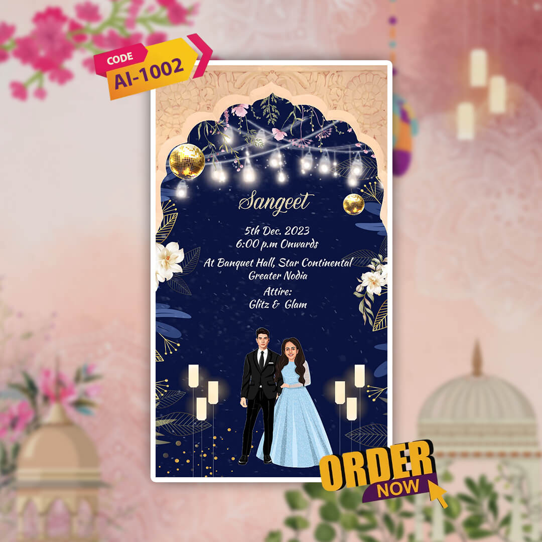 Wedding Video Invitation | blue floral| AI-1002