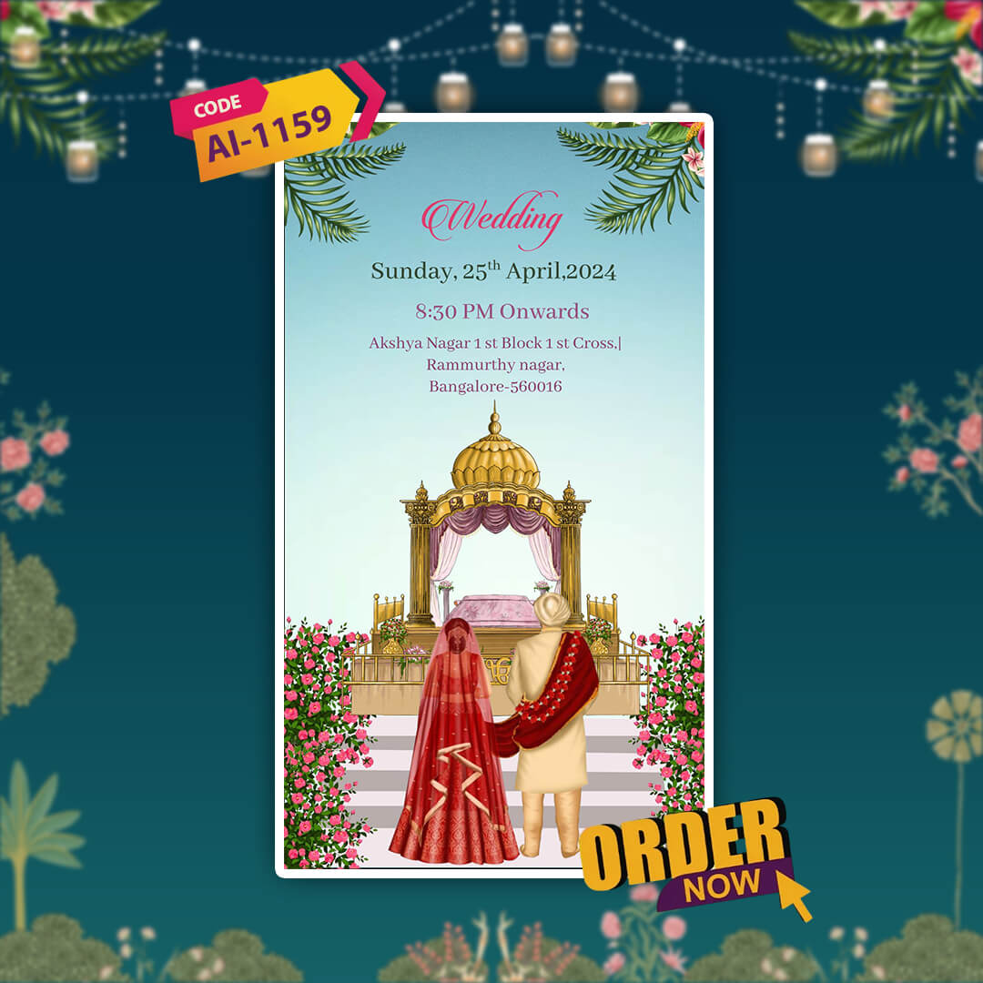 Sikh Wedding Invitation Video | Blueish Theme | AI-1159