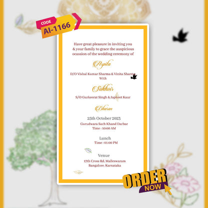 Sikh Wedding Invitation Video | Exquisitely Crafted | AI-1166