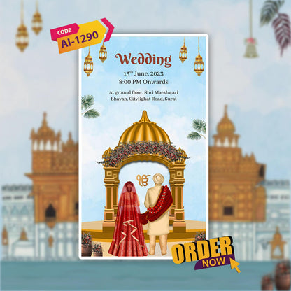 Sikh Wedding Invitation Video | Animated E‑Invite | AI-1290