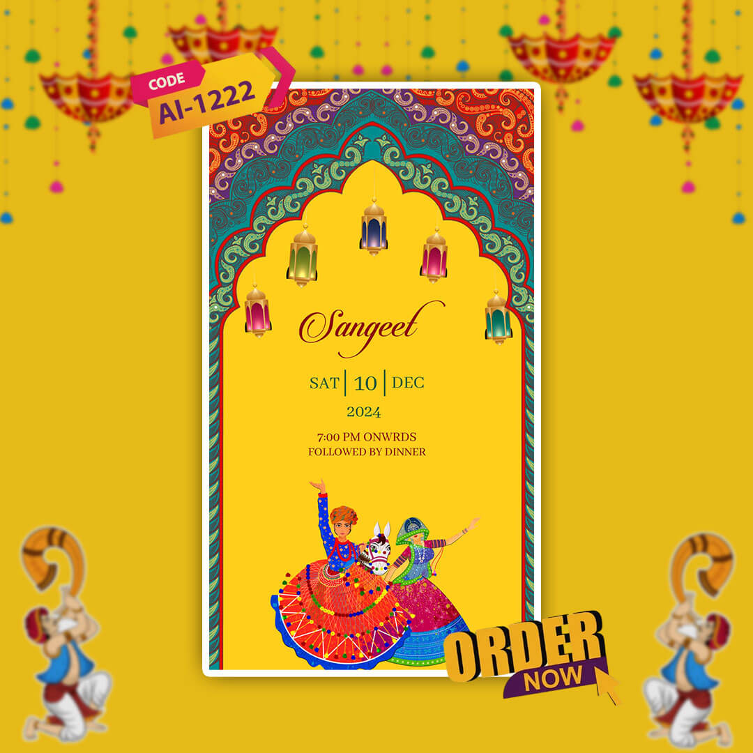Rajasthani Wedding Invitation Video | floral design | AI-1222