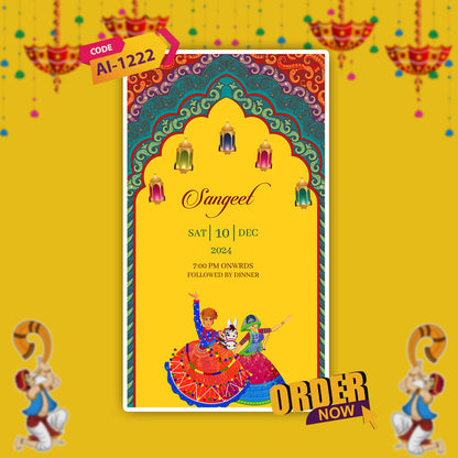 Rajasthani Wedding Invitation Video | floral design | AI-1222