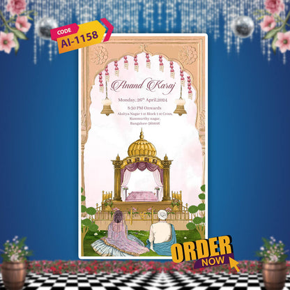Sikh Wedding Invitation Video | Romantic Couple | AI-1158