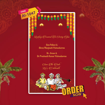Thread Ceremony Invitation Video | Red Themed | AI-1047