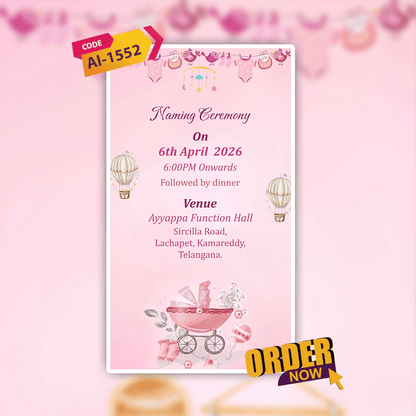 Baby Naming Ceremony Invitation | Cradle Ceremony Invitation Video | AI-1552