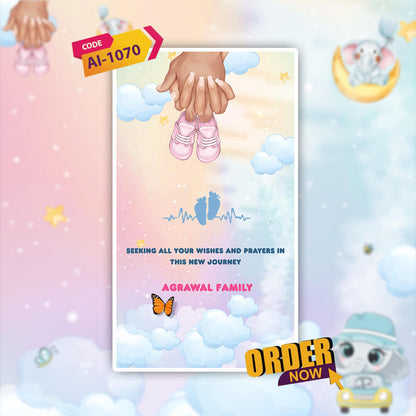 Baby Birth Announcement Invitation Video | Divine Baby theme | AI-1070