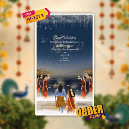 Shiv Parvati Theme Wedding Invitation Video | AI-1573