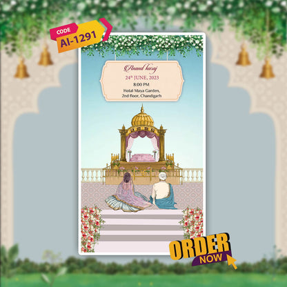 Sikh Wedding Invitation Video | Golden Blossom Theme | AI-1291