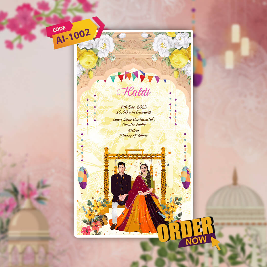Wedding Video Invitation | blue floral| AI-1002