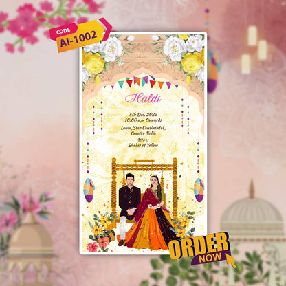 Wedding Video Invitation | blue floral| AI-1002