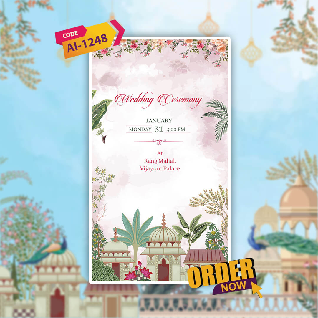 Gujarati Wedding Invitation Video | Watercolor Theme | AI-1248
