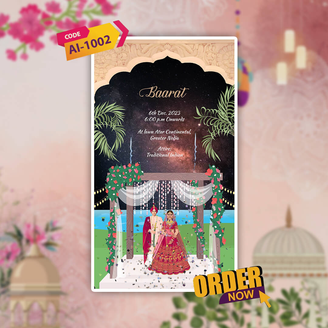 Wedding Video Invitation | blue floral| AI-1002