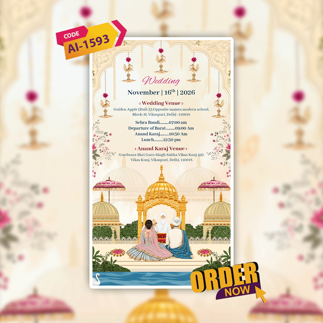Sikh Wedding Invitation Video | Punjabi Wedding Video Invitation | AI-1593