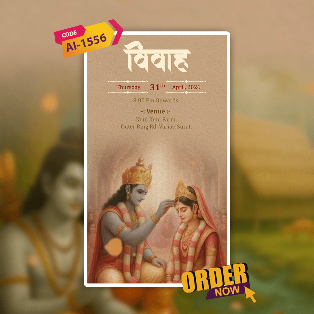 Ram Sita Theme Wedding Invitation Video | AI-1556